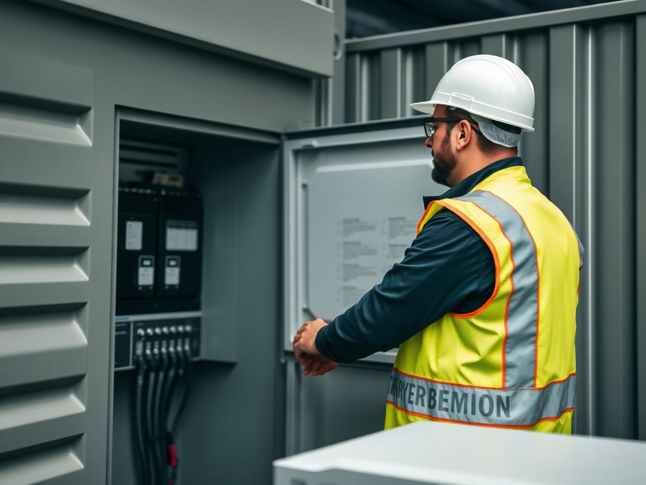 Field engineer servicing a BESS cabinet